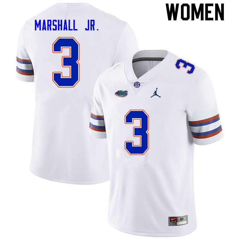 NCAA Florida Gators Jason Marshall Jr. Women's #3 Nike White Stitched Authentic College Football Jersey IRJ7864XB